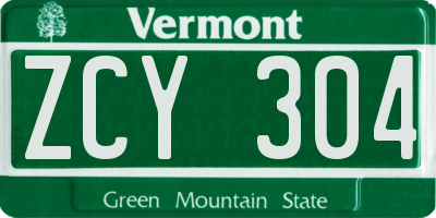 VT license plate ZCY304
