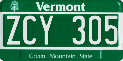 VT license plate ZCY305