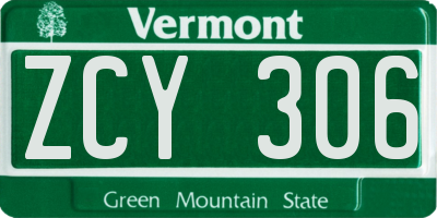 VT license plate ZCY306