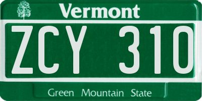 VT license plate ZCY310