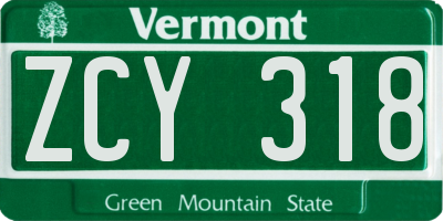 VT license plate ZCY318