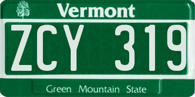 VT license plate ZCY319