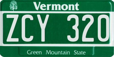 VT license plate ZCY320