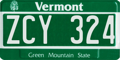 VT license plate ZCY324