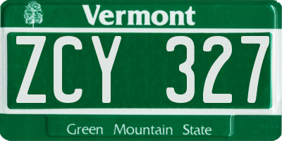 VT license plate ZCY327