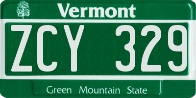 VT license plate ZCY329