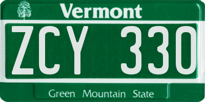 VT license plate ZCY330