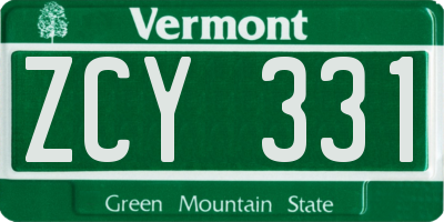 VT license plate ZCY331