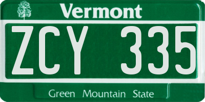 VT license plate ZCY335