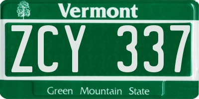 VT license plate ZCY337