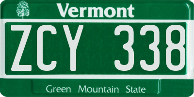 VT license plate ZCY338