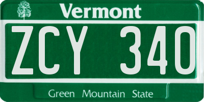 VT license plate ZCY340