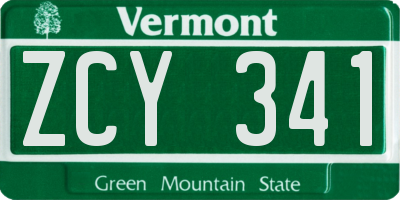 VT license plate ZCY341