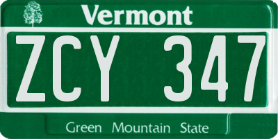 VT license plate ZCY347