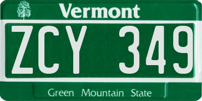 VT license plate ZCY349