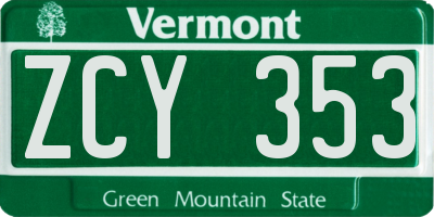 VT license plate ZCY353