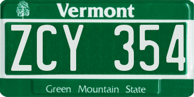 VT license plate ZCY354