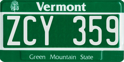 VT license plate ZCY359