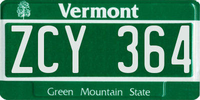 VT license plate ZCY364