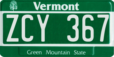 VT license plate ZCY367