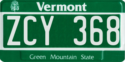 VT license plate ZCY368