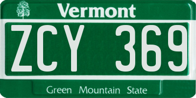 VT license plate ZCY369