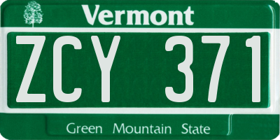 VT license plate ZCY371