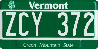 VT license plate ZCY372