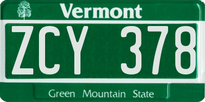 VT license plate ZCY378
