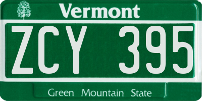 VT license plate ZCY395