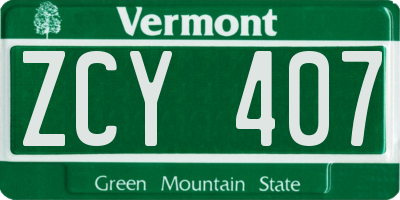 VT license plate ZCY407