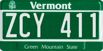 VT license plate ZCY411