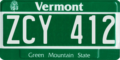 VT license plate ZCY412