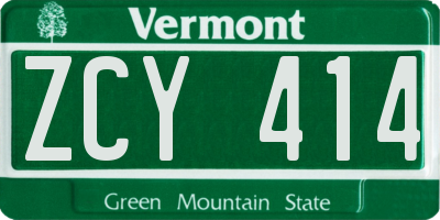 VT license plate ZCY414