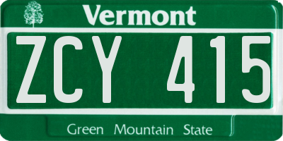VT license plate ZCY415