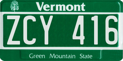 VT license plate ZCY416