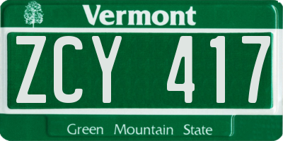 VT license plate ZCY417