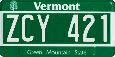VT license plate ZCY421