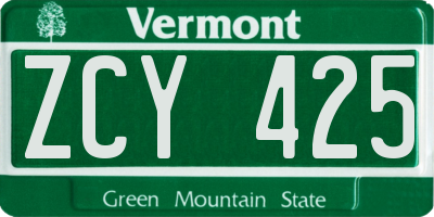 VT license plate ZCY425