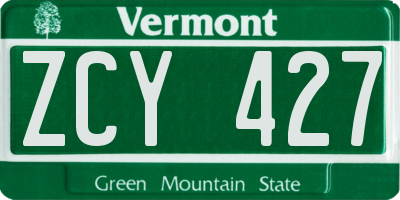 VT license plate ZCY427