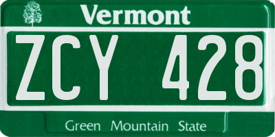 VT license plate ZCY428