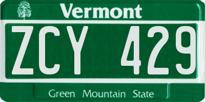 VT license plate ZCY429