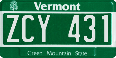 VT license plate ZCY431