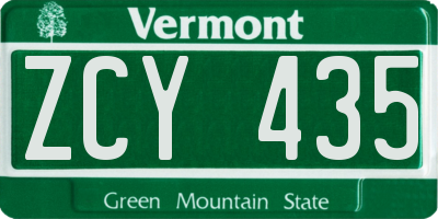 VT license plate ZCY435