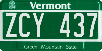 VT license plate ZCY437