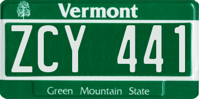 VT license plate ZCY441