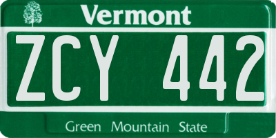 VT license plate ZCY442