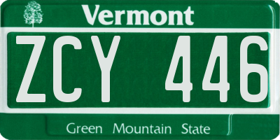 VT license plate ZCY446