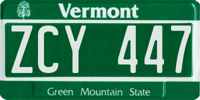 VT license plate ZCY447