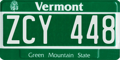 VT license plate ZCY448